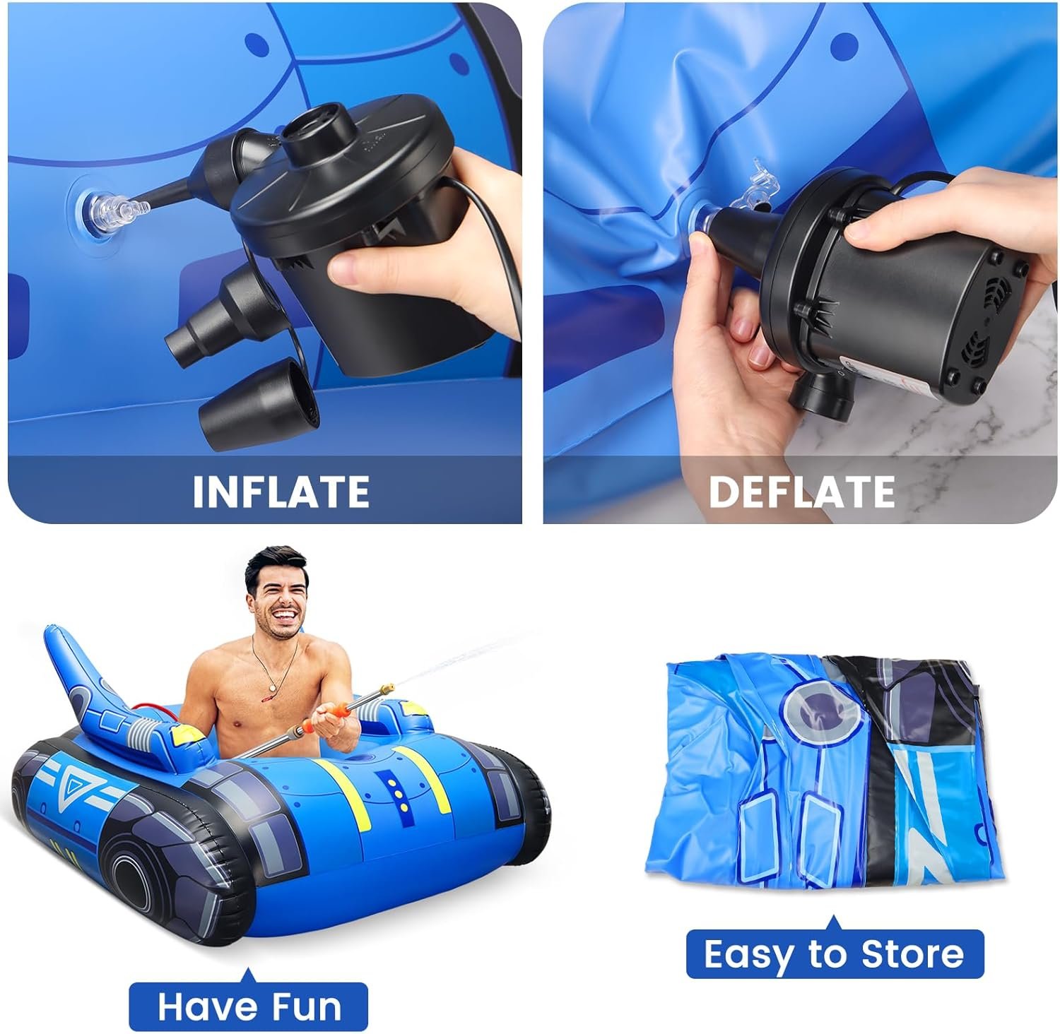 Bomba de aire eléctrica inflable para piscina, AC/110V 130w - Imagen 5