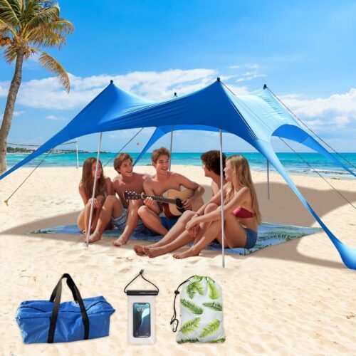 Tienda de campaña con toldo para playa, protección UPF50+, r