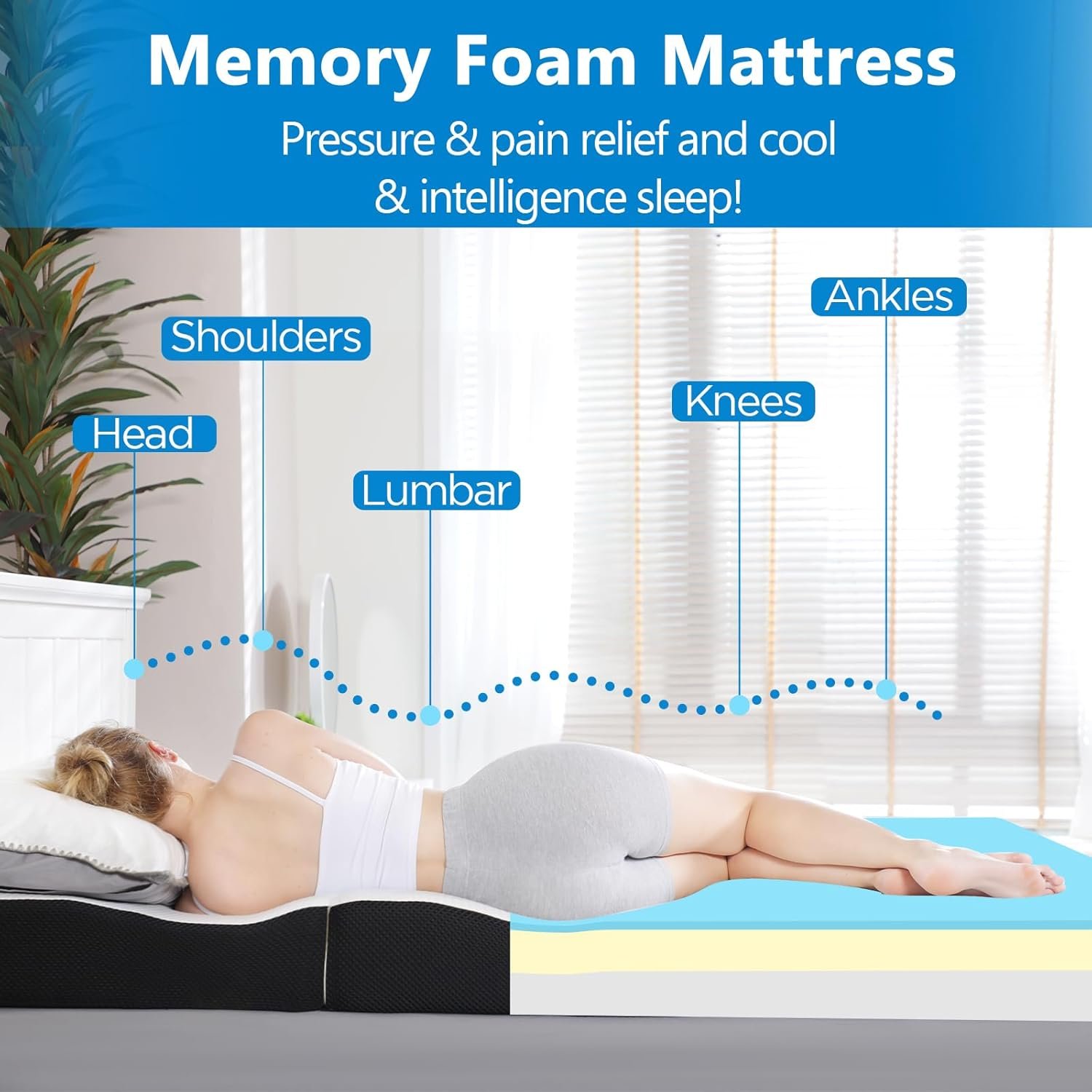 Colchón plegable, colchón individual de 6 pulgadas, triple p - Imagen 3