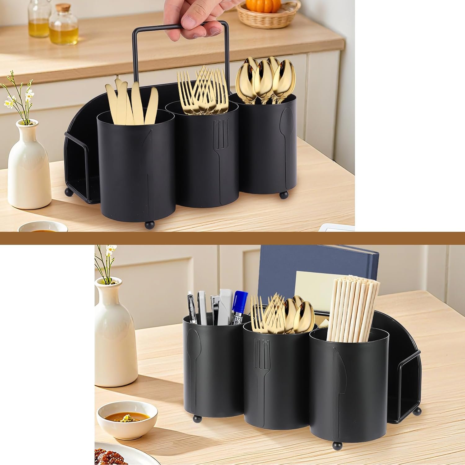Organizador de utensilios de cocina, tenedor, cuchara, servi - Imagen 3