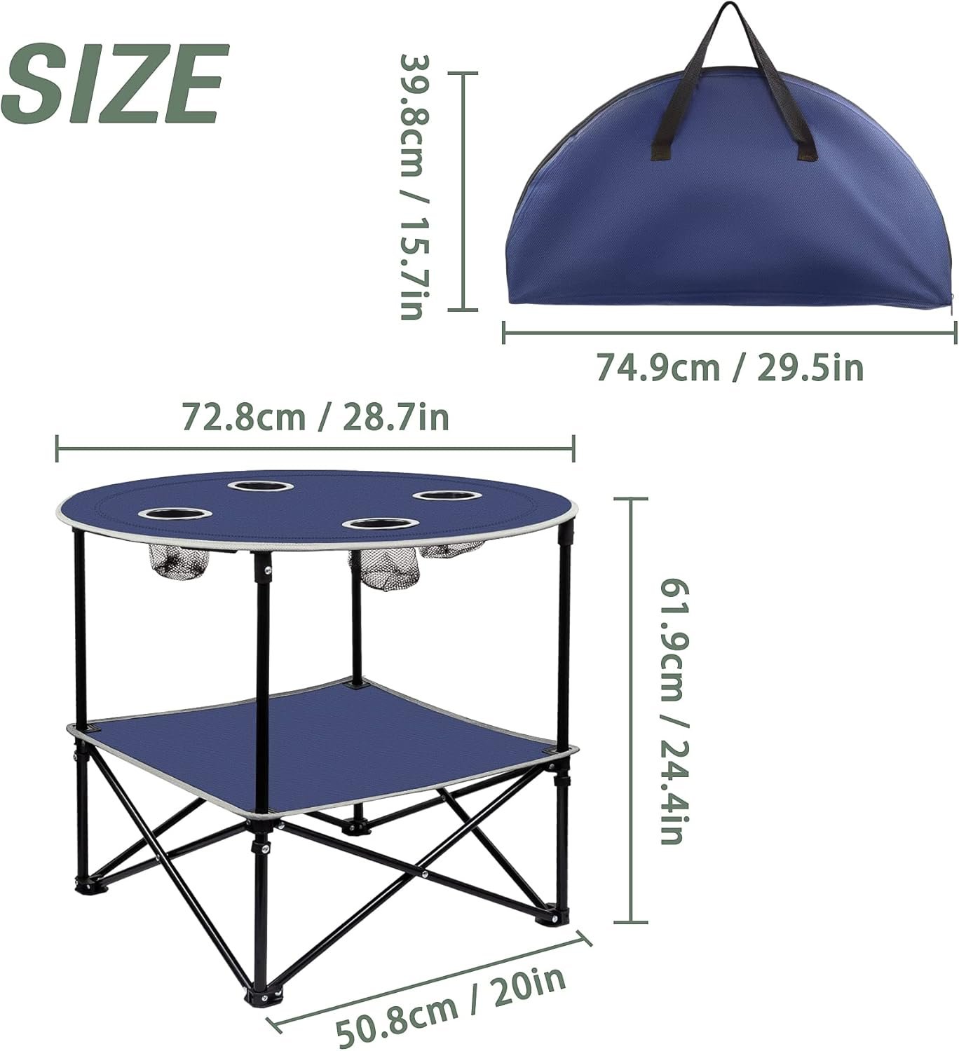 LESES Mesa de picnic portátil con estante, mesa de playa, me - Imagen 3