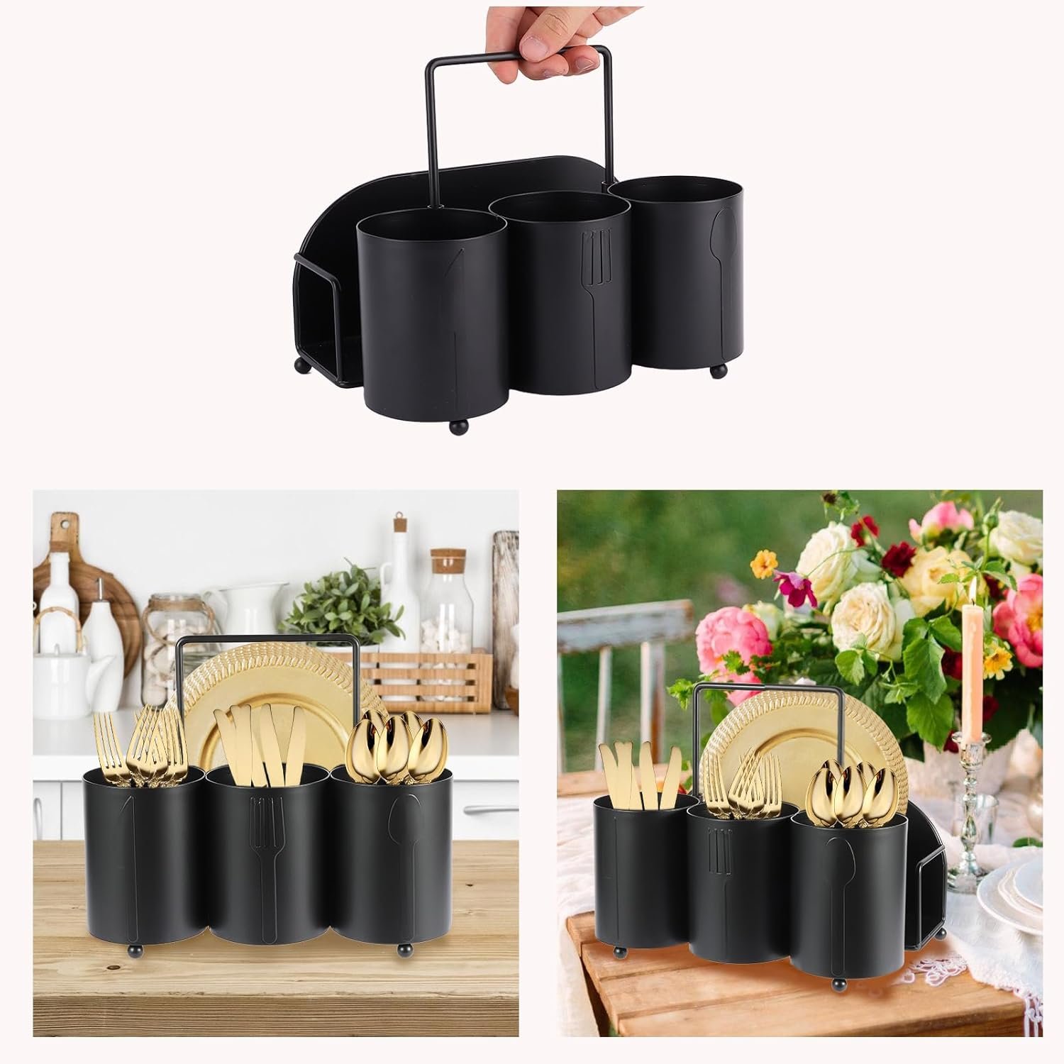 Organizador de utensilios de cocina, tenedor, cuchara, servi - Imagen 6