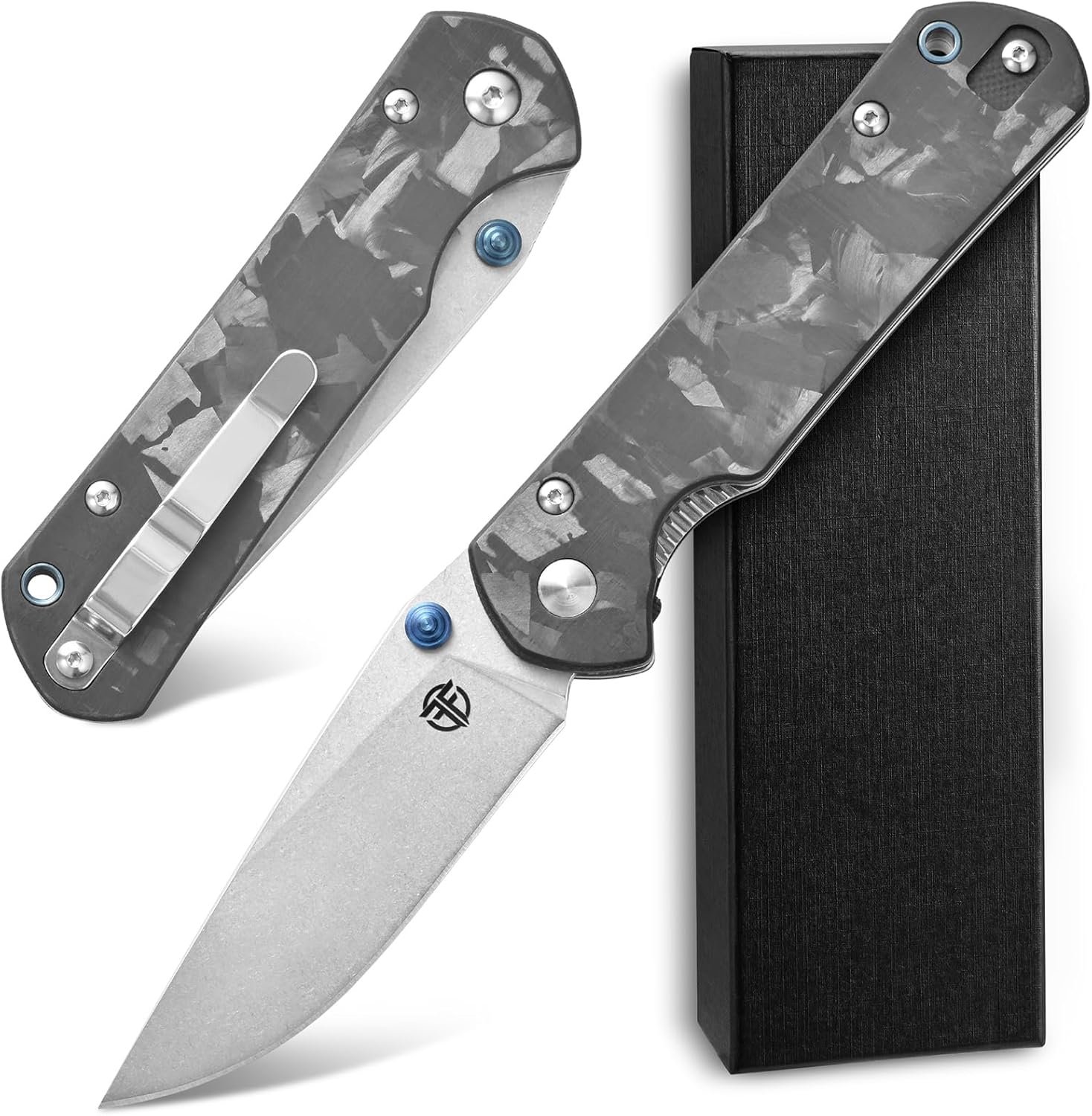 FF23 Carbon Fiber Handle Folding Knife, AUS-10 Steel Blade K