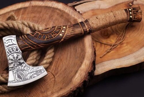 Hacha vikinga forjada a mano de regalo personalizado – Hoja
