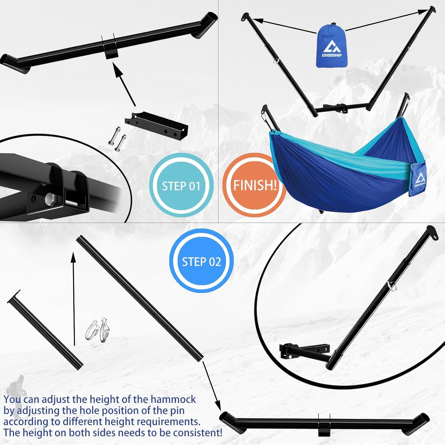 Soporte para hamaca de montaje en enganche, incluye hamaca d - Imagen 3