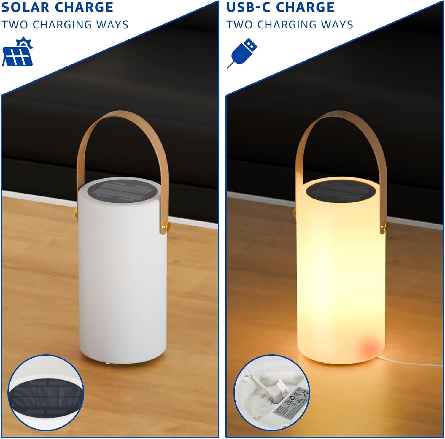 Uuffoo Lámpara de mesa solar para exteriores, linterna 2 en - Imagen 2