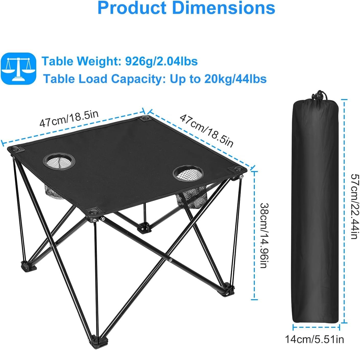 Mesa auxiliar plegable para campamento, mesa de campamento p - Imagen 3