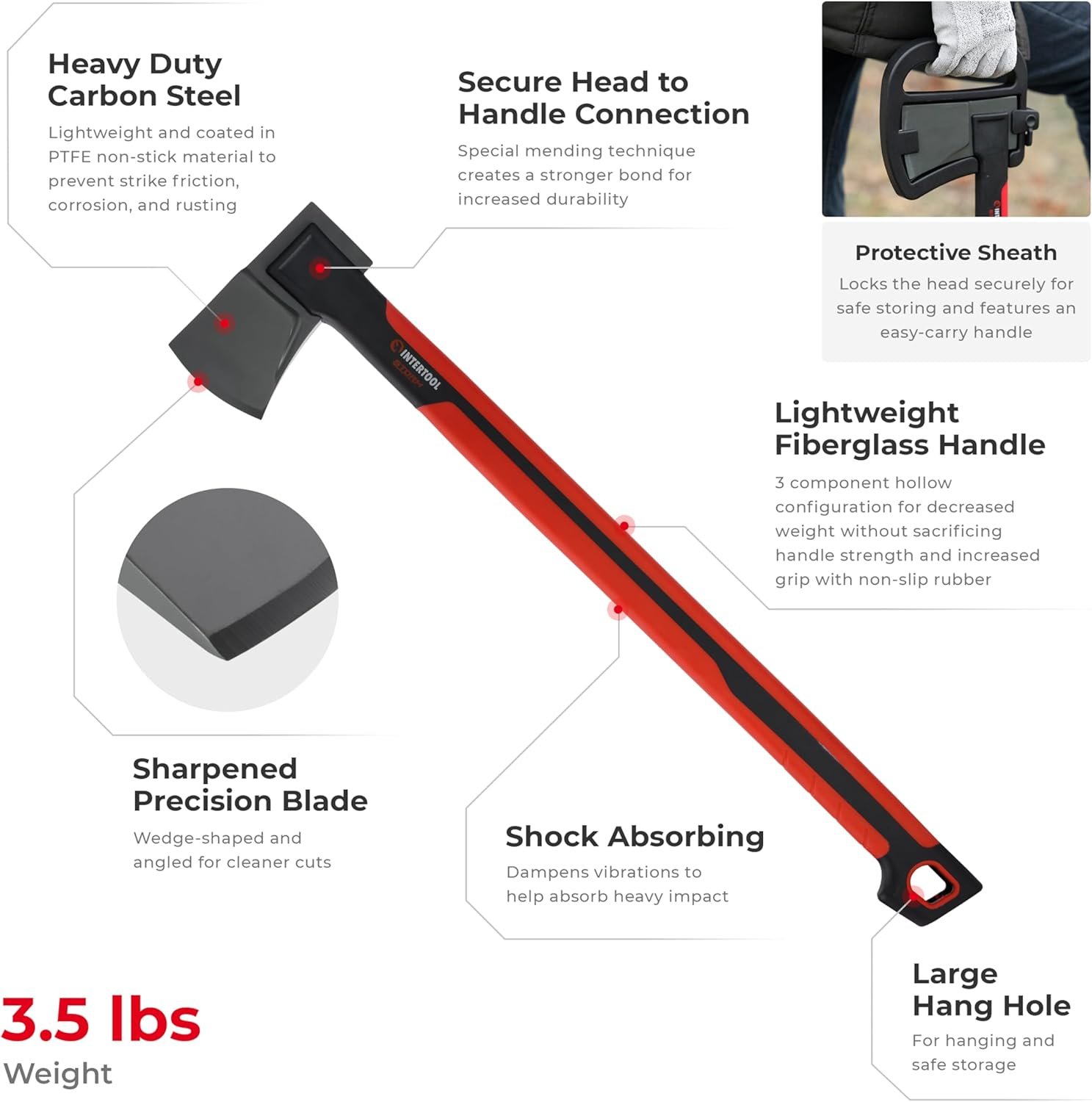 INTERTOOL Juego de hacha de corte y hacha de tala de madera - Imagen 4