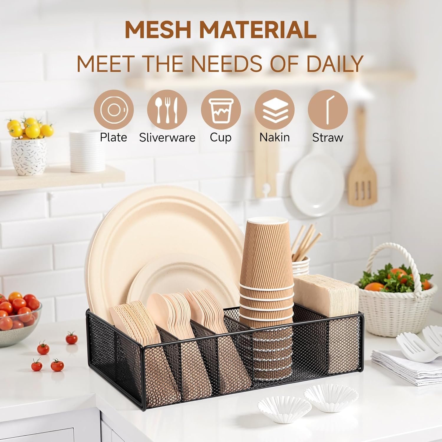 Organizador de platos de papel para encimera de cocina, orga - Imagen 2