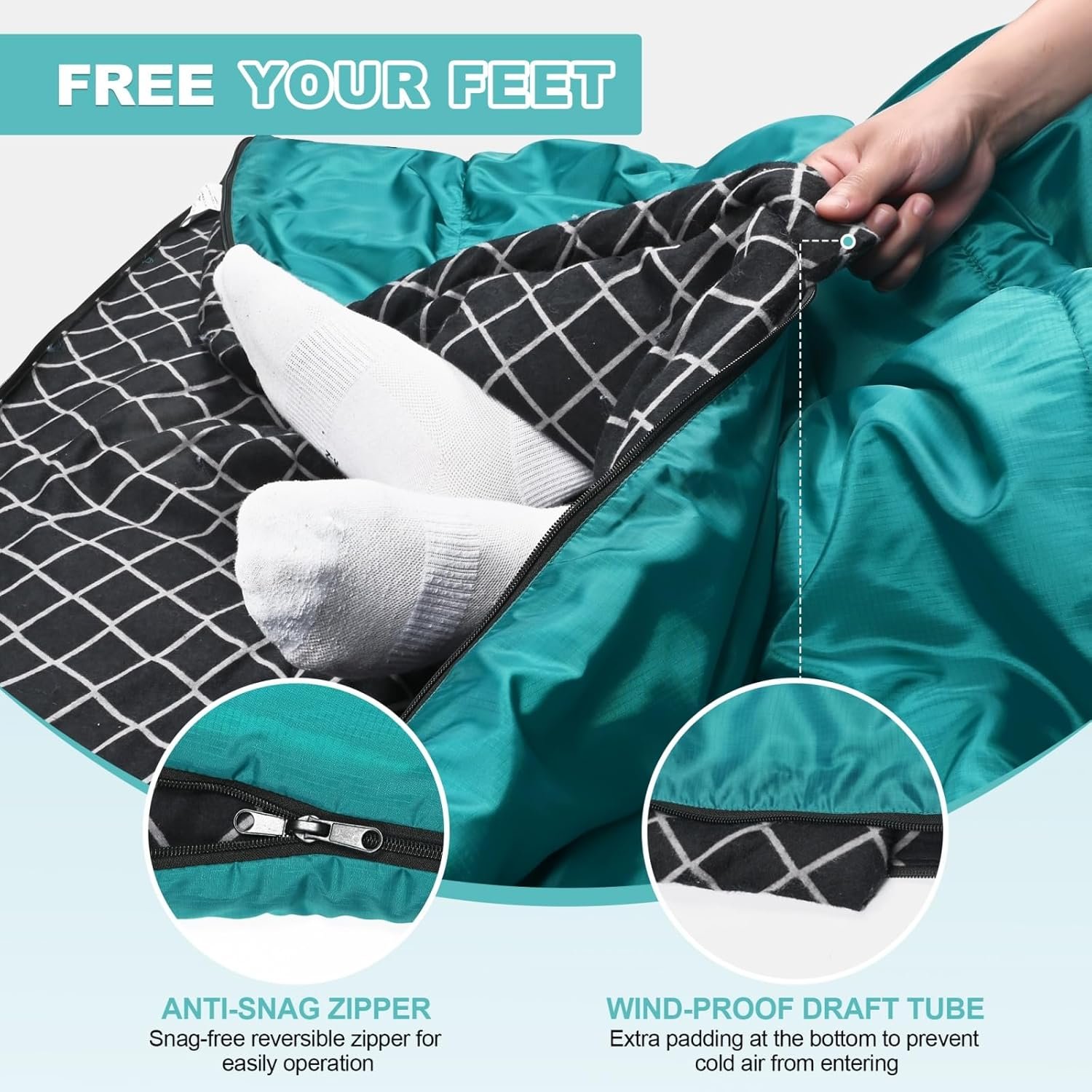 AGEMORE Saco de dormir doble de franela de algodón para camp - Imagen 6