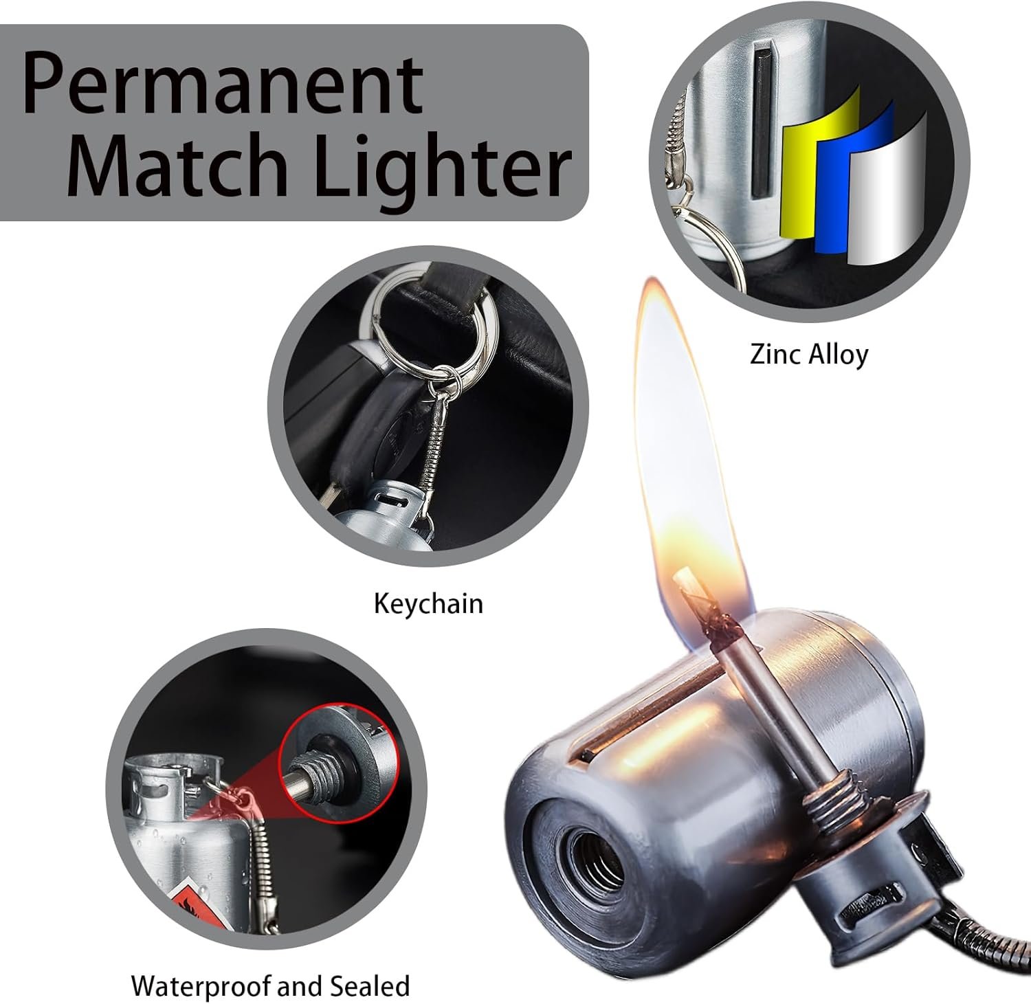 Encendedor de fósforo permanente, compacto y portátil, encen - Imagen 3