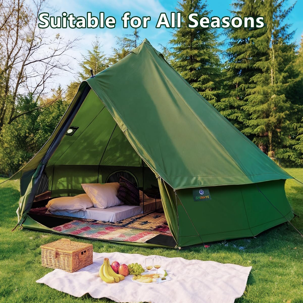 Tienda de campaña de yurta de lona con gato de estufa, tiend - Imagen 3