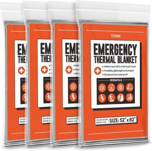 Mantas térmicas de emergencia, paquete de 4, kit de superviv