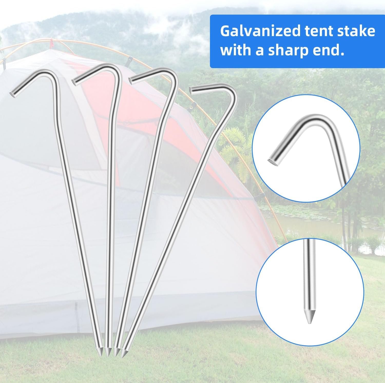 Estacas de tienda de campaña de 7 pulgadas, estacas de lona - Imagen 3
