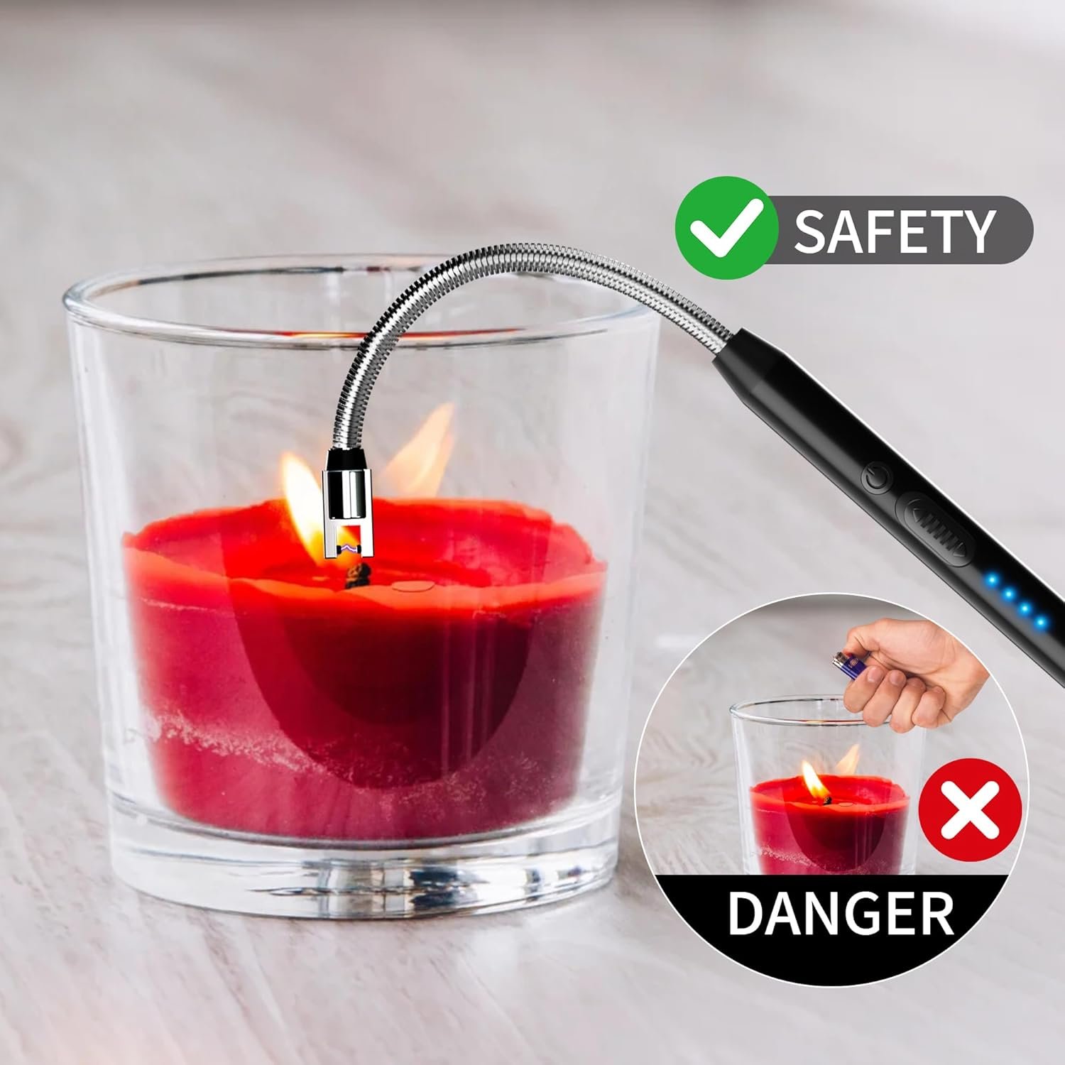 Paquete de 2 encendedores eléctricos recargables, sin llama, - Imagen 5