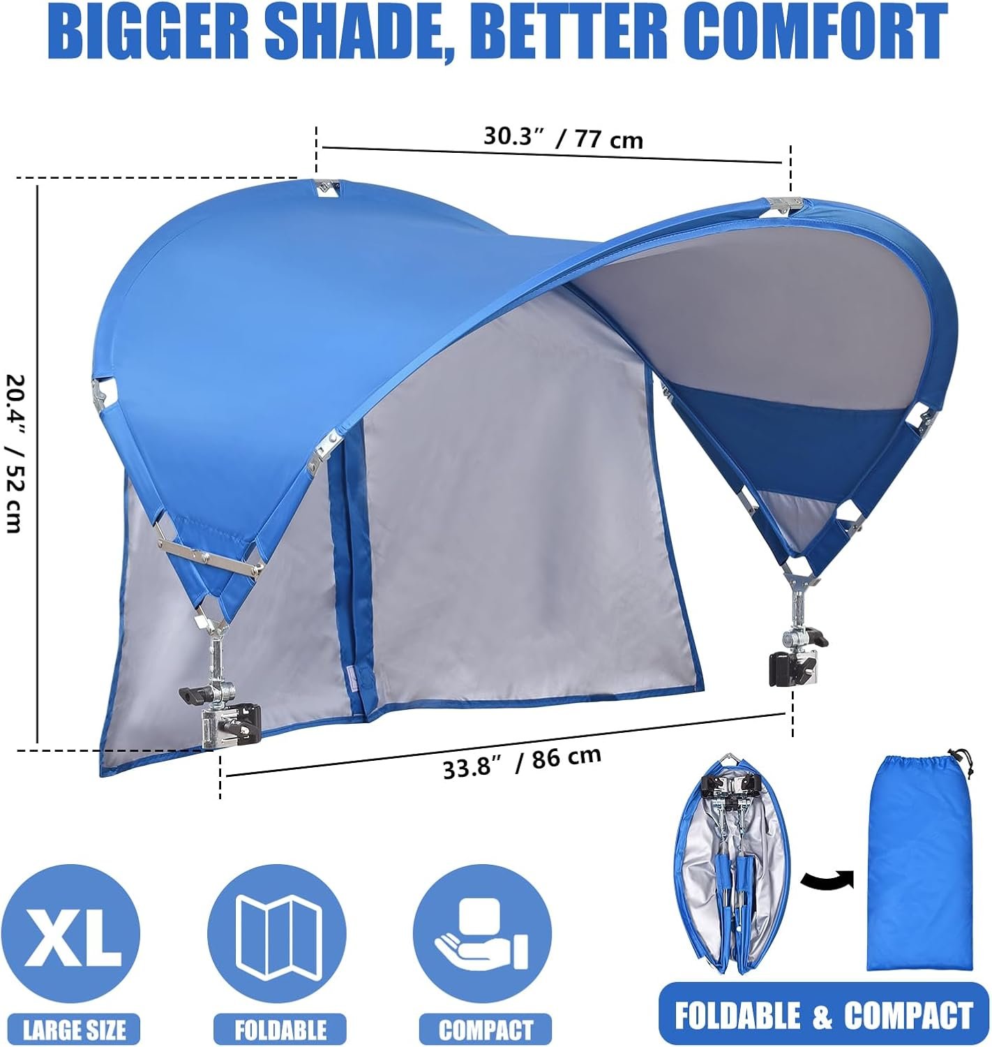 Sombrilla universal XL para silla, UPF 50+, plegable, con ab - Imagen 2