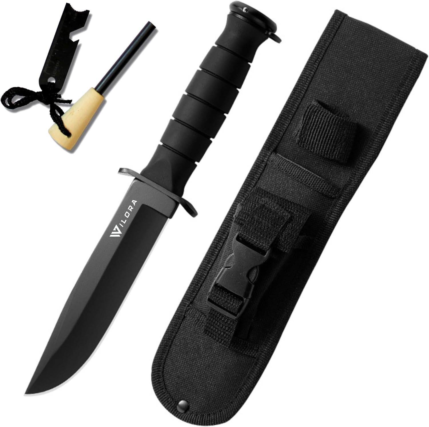 Cuchillo Bowie con arrancador de fuego, hoja de acero 5Cr13