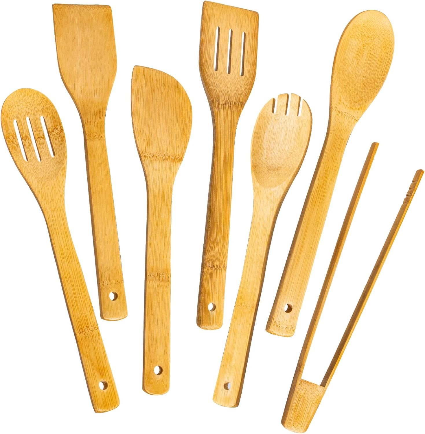Cucharas de madera para cocinar 7 piezas, juego de utensilio