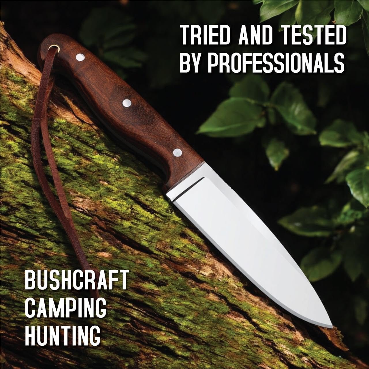 Cuchillo de desollar de acero D2 hecho a mano con funda de c - Imagen 3