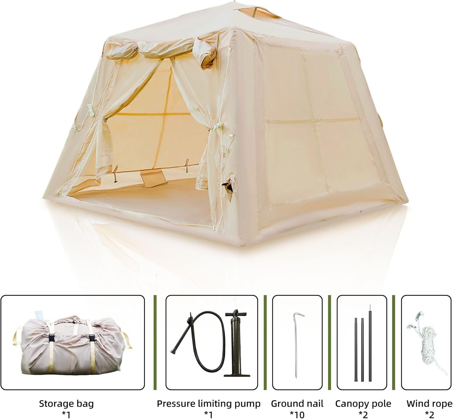 Inflatable Tent with Canopy for Camping - 2-3 Person Waterpr - Imagen 6