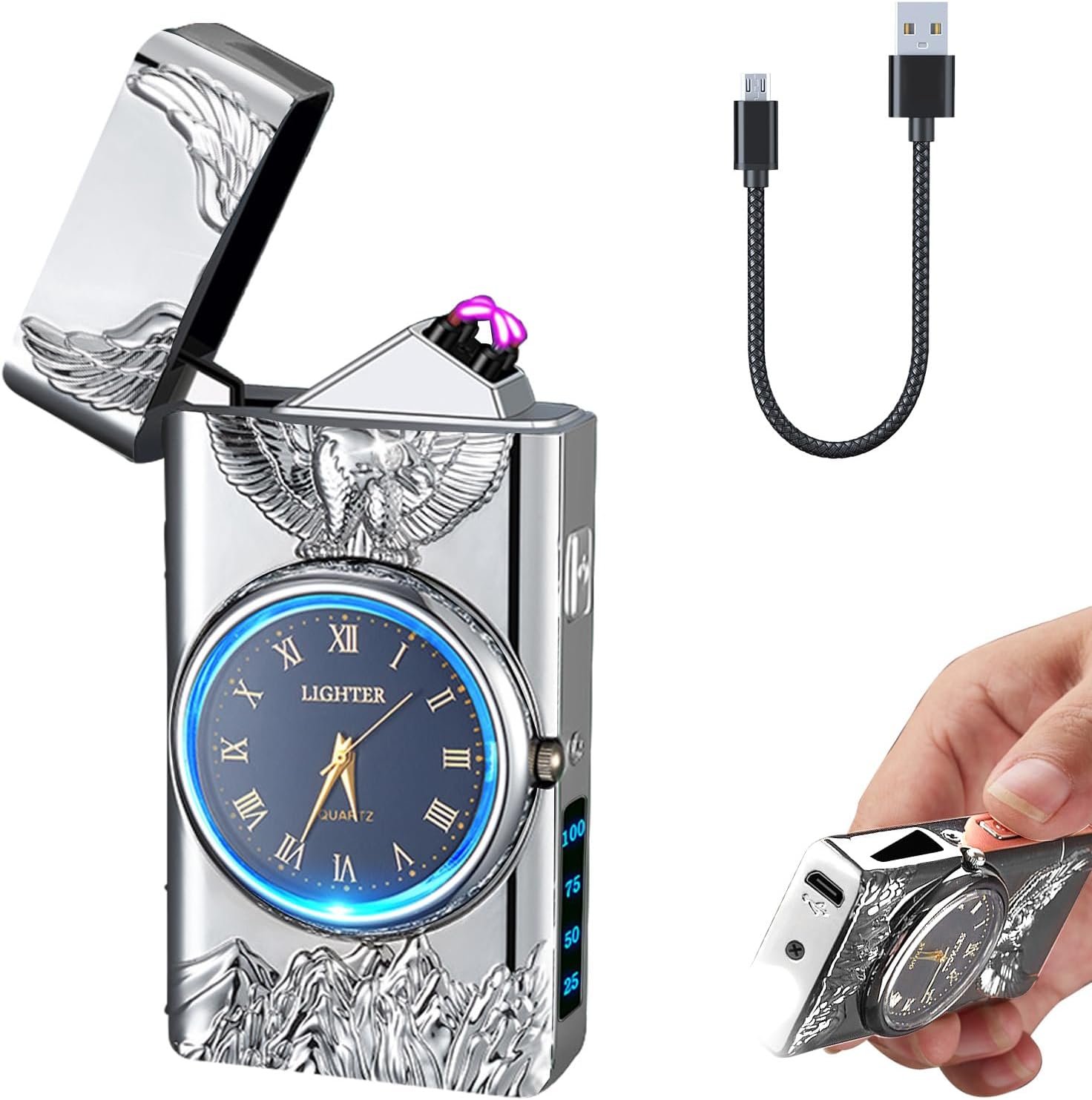 YOZWOO Encendedor de plasma con reloj y linterna | 3 en 1 US - Imagen 7