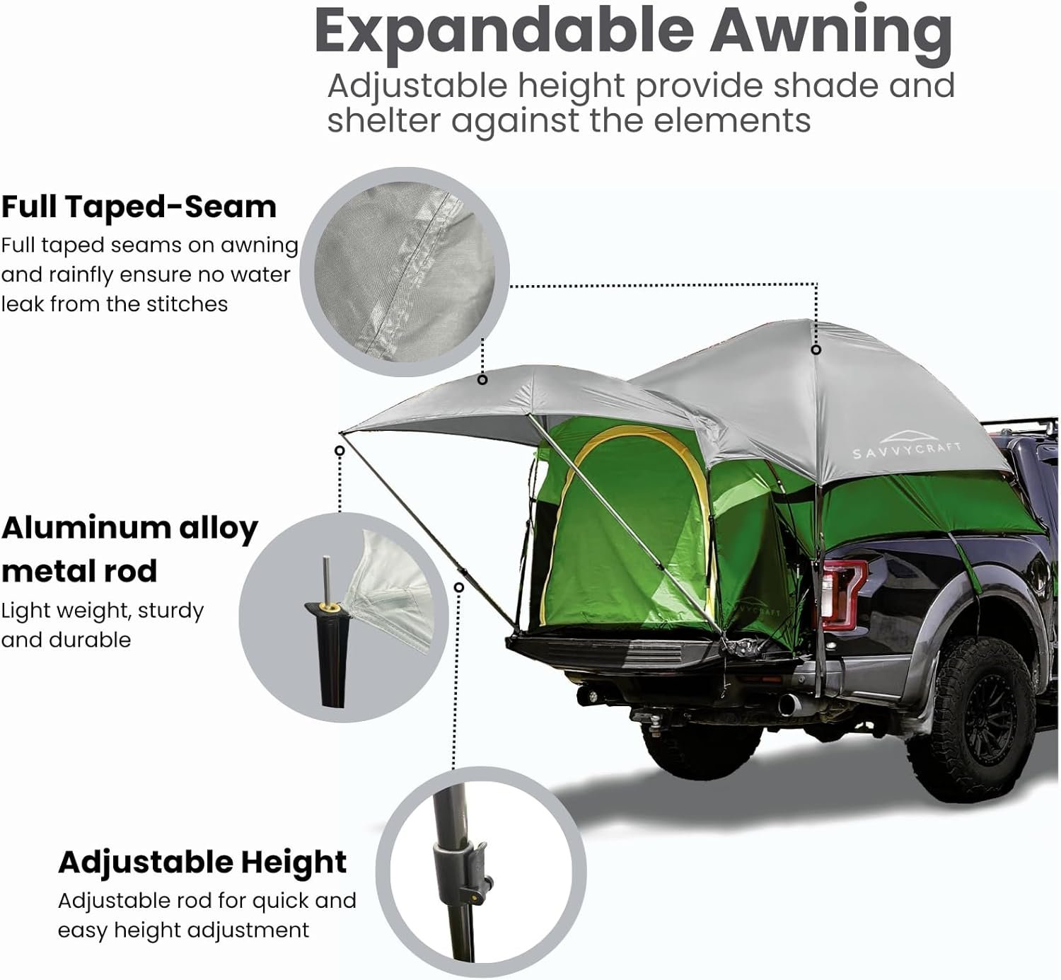 Savvycraft Tienda de Campaña para Camioneta Pickup de Tamaño - Imagen 3