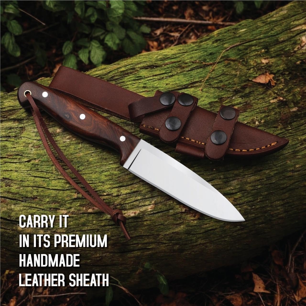 Cuchillo de desollar de acero D2 hecho a mano con funda de c - Imagen 6