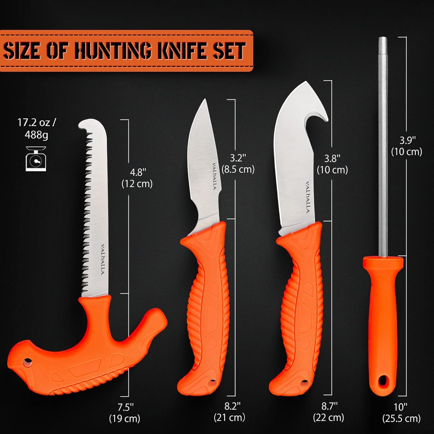 VALHALLA Juego de cuchillos de caza, 4 cuchillos de caza con - Imagen 6