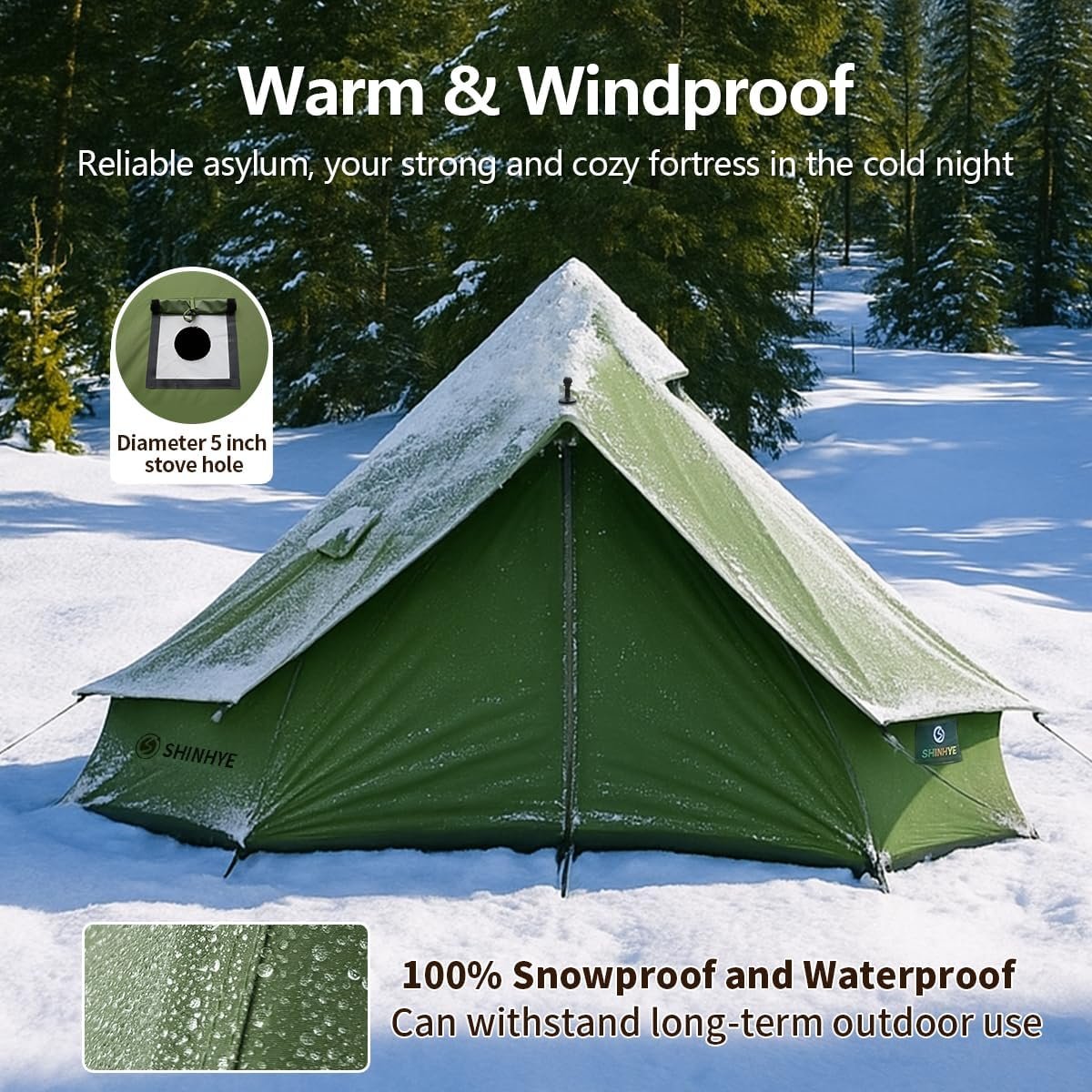 Tienda de campaña de yurta de lona con gato de estufa, tiend - Imagen 2