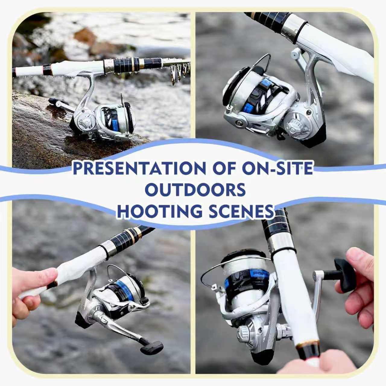 Combo de caña de pescar telescópica y carrete, 2 cañas de pe - Imagen 2