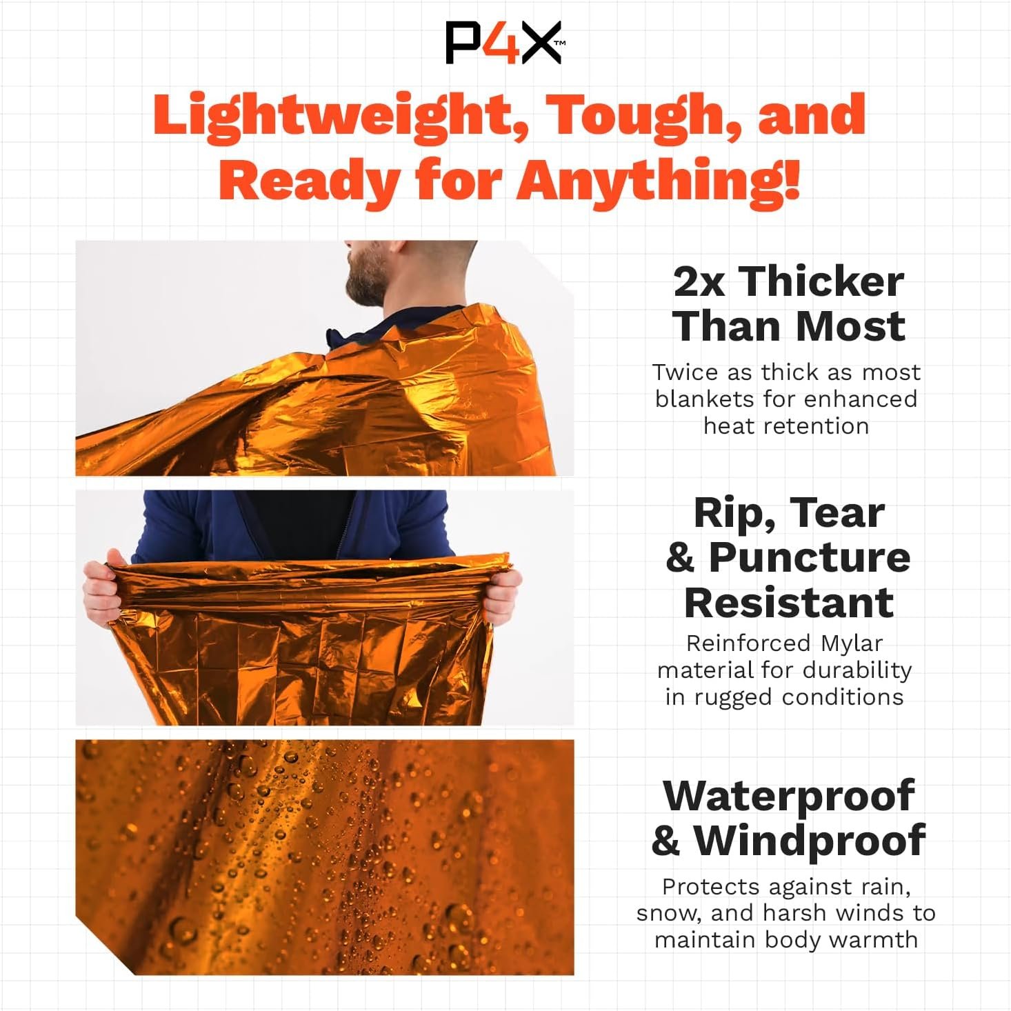 PREPARED4X Paquete de 8 mantas Mylar – Manta de emergencia i - Imagen 2