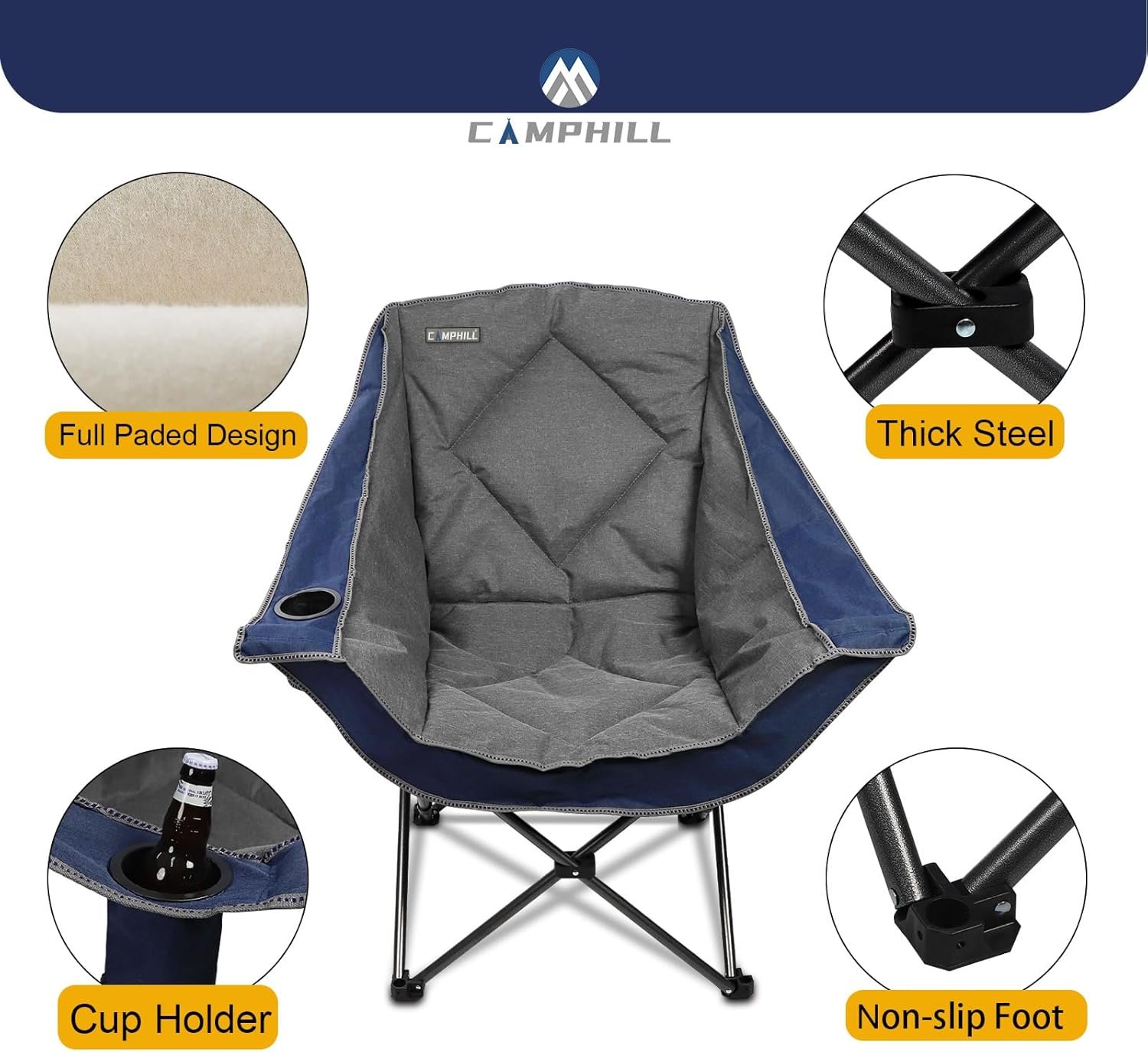 CAMPHILL Silla de camping plegable, silla de camping portáti - Imagen 4