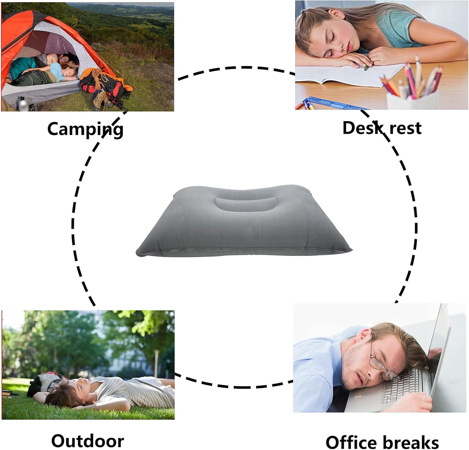 Alovexiong Paquete de 4 almohadas inflables ultraligeras gri - Imagen 5