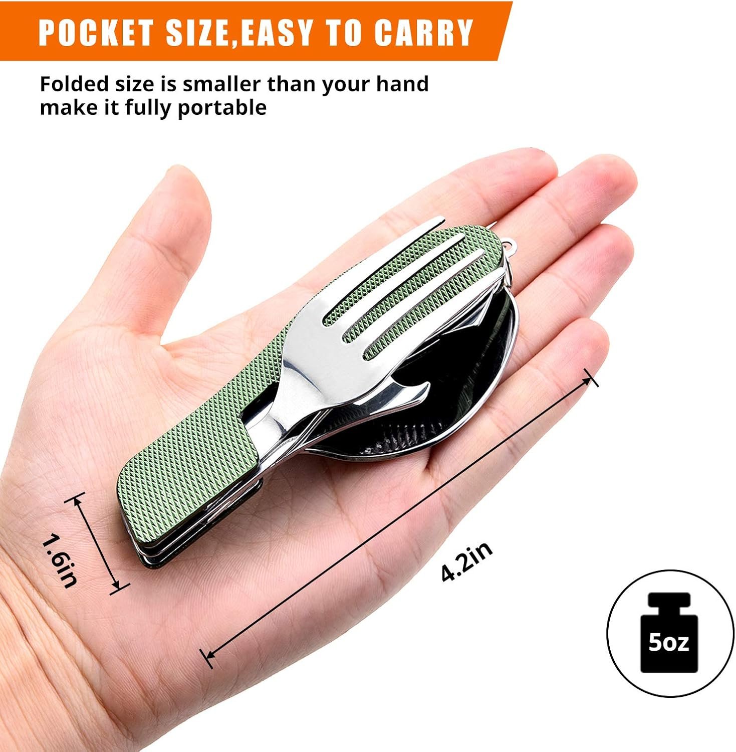 Utensilios para campamento, 4 en 1, tenedor, cuchillo, cucha - Imagen 4