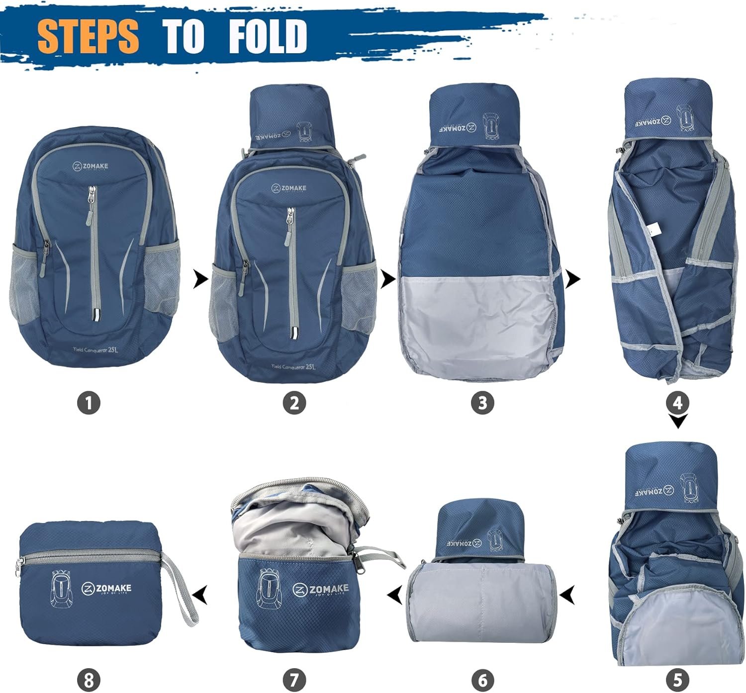 ZOMAKE Mochila de viaje ultraligera, 25 L, pequeña resistent - Imagen 6