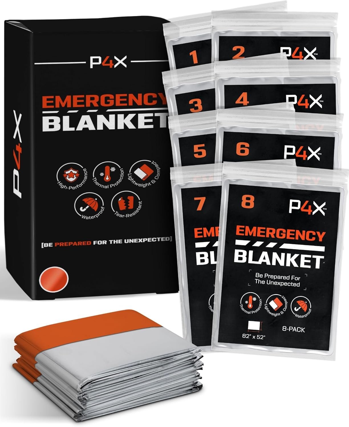 PREPARED4X Paquete de 8 mantas Mylar – Manta de emergencia i