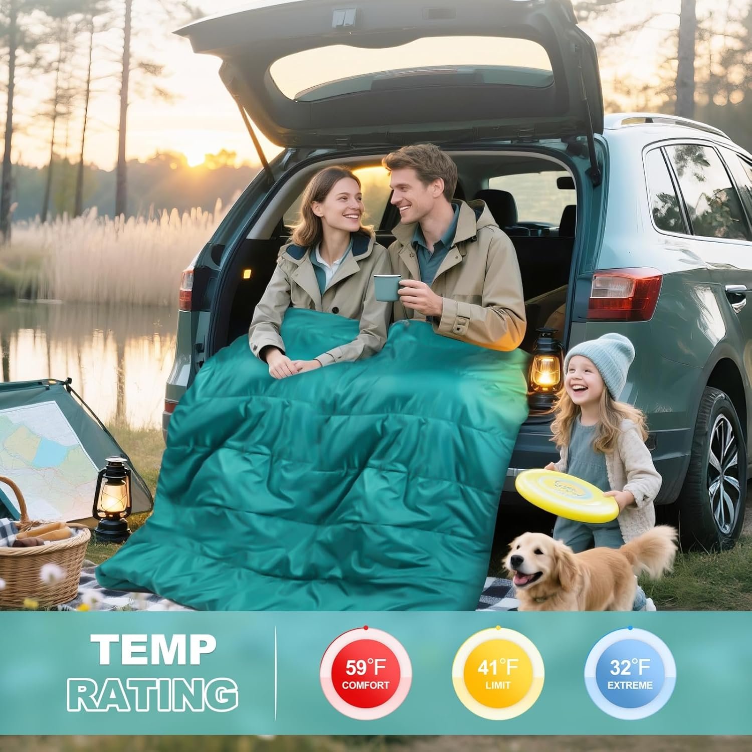 AGEMORE Saco de dormir doble de franela de algodón para camp - Imagen 2