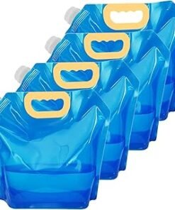 4 bolsas de agua plegables de 10 litros/2.6 galones, botella