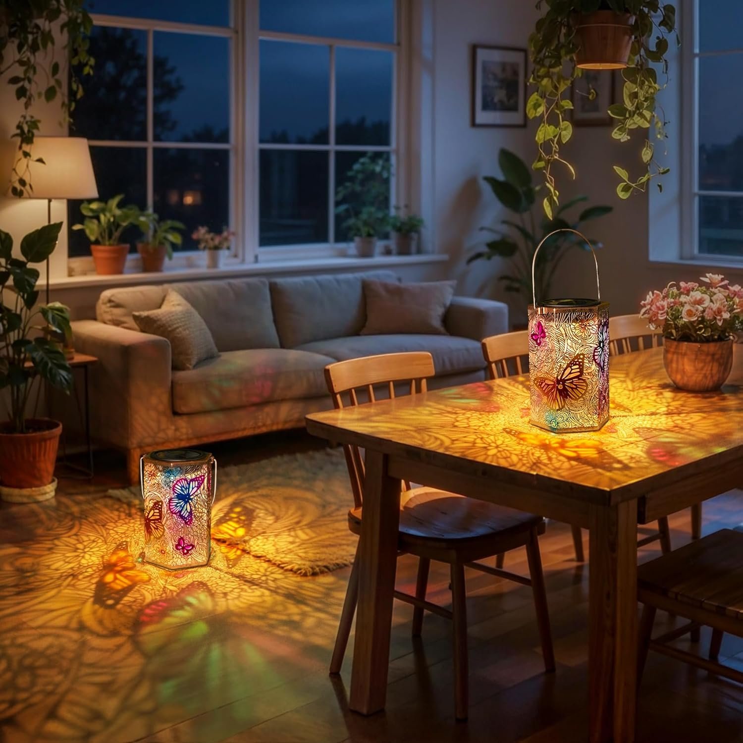 Paquete de 2 faroles solares de mariposa para exteriores, im - Imagen 4