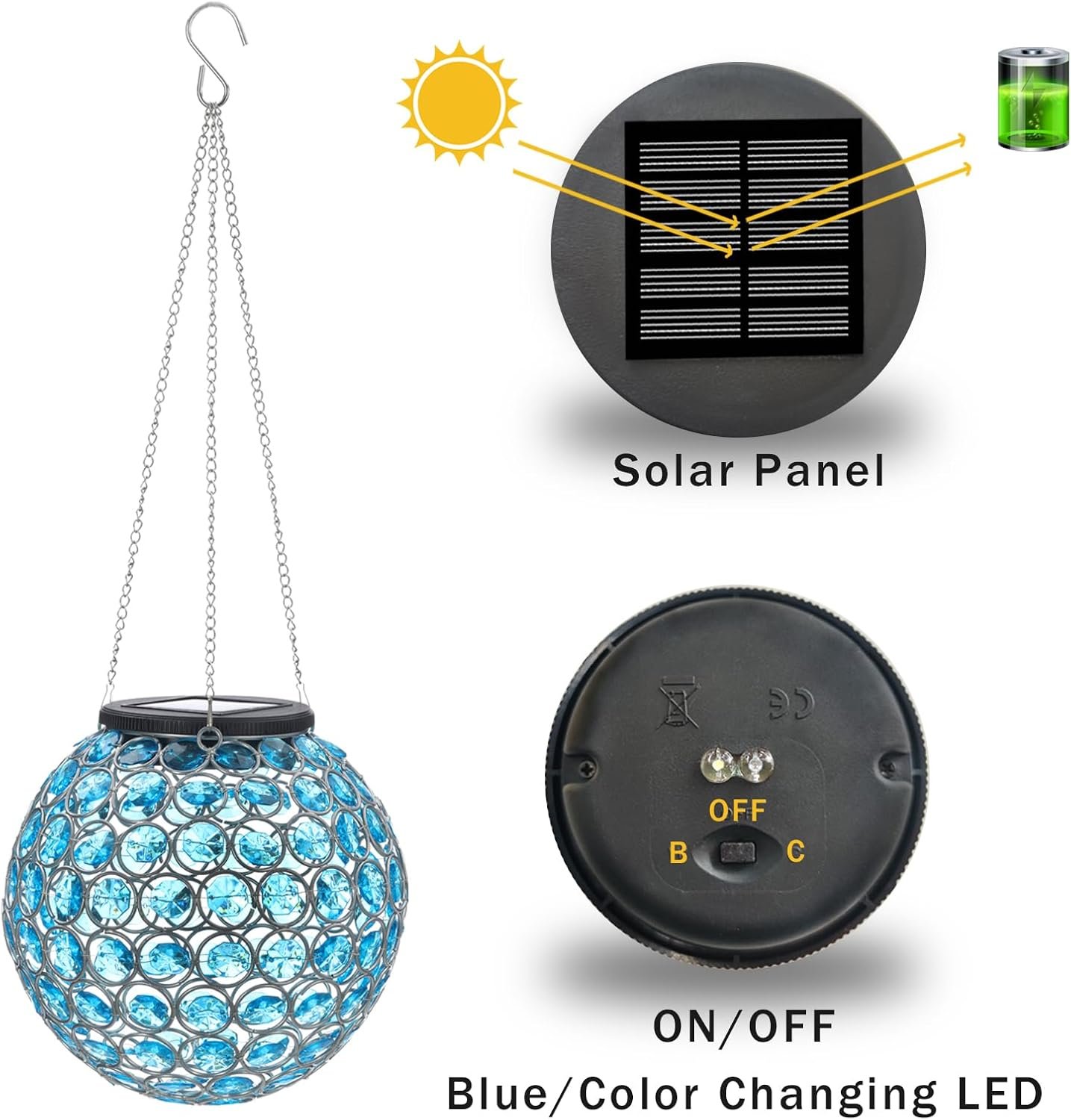 Farol colgante solar para exteriores, LED duales que cambian - Imagen 4