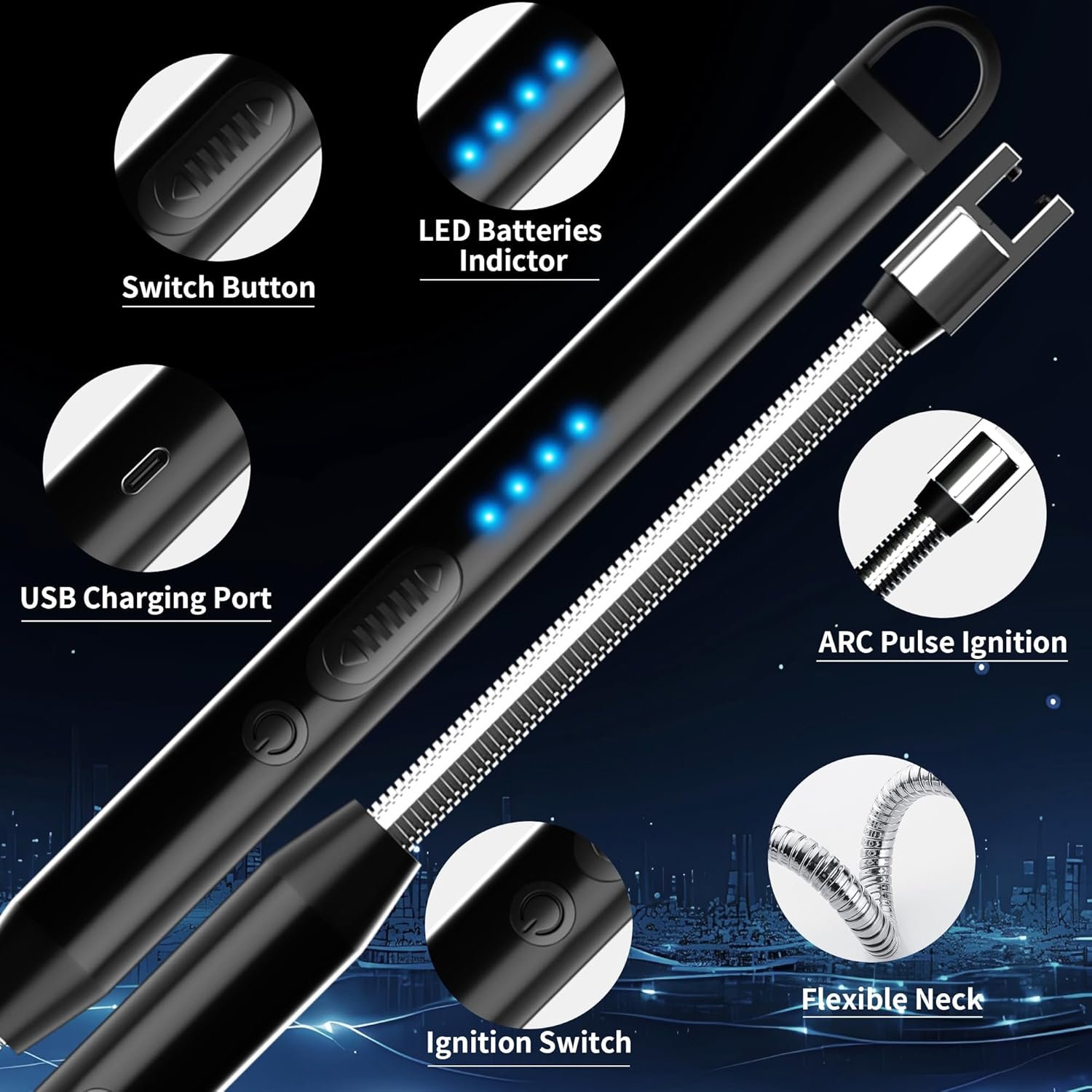 Paquete de 2 encendedores eléctricos recargables, sin llama, - Imagen 3