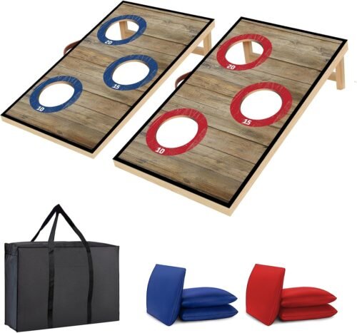 Juego de tablas de Cornhole portátil con bolsas de frijoles,