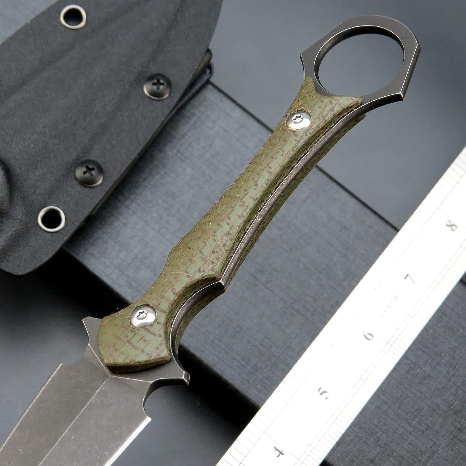 GTK292 Cuchillo de hoja fija D2 Hoja de acero Micarta Mango - Imagen 5