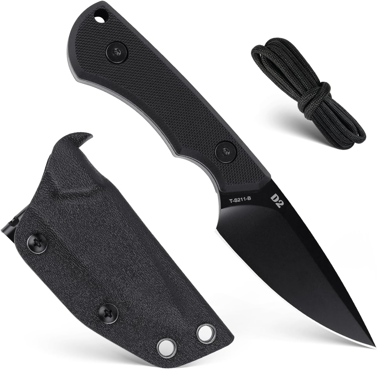 Cuchillo táctico EDC de hoja fija con funda y clip de hoja d