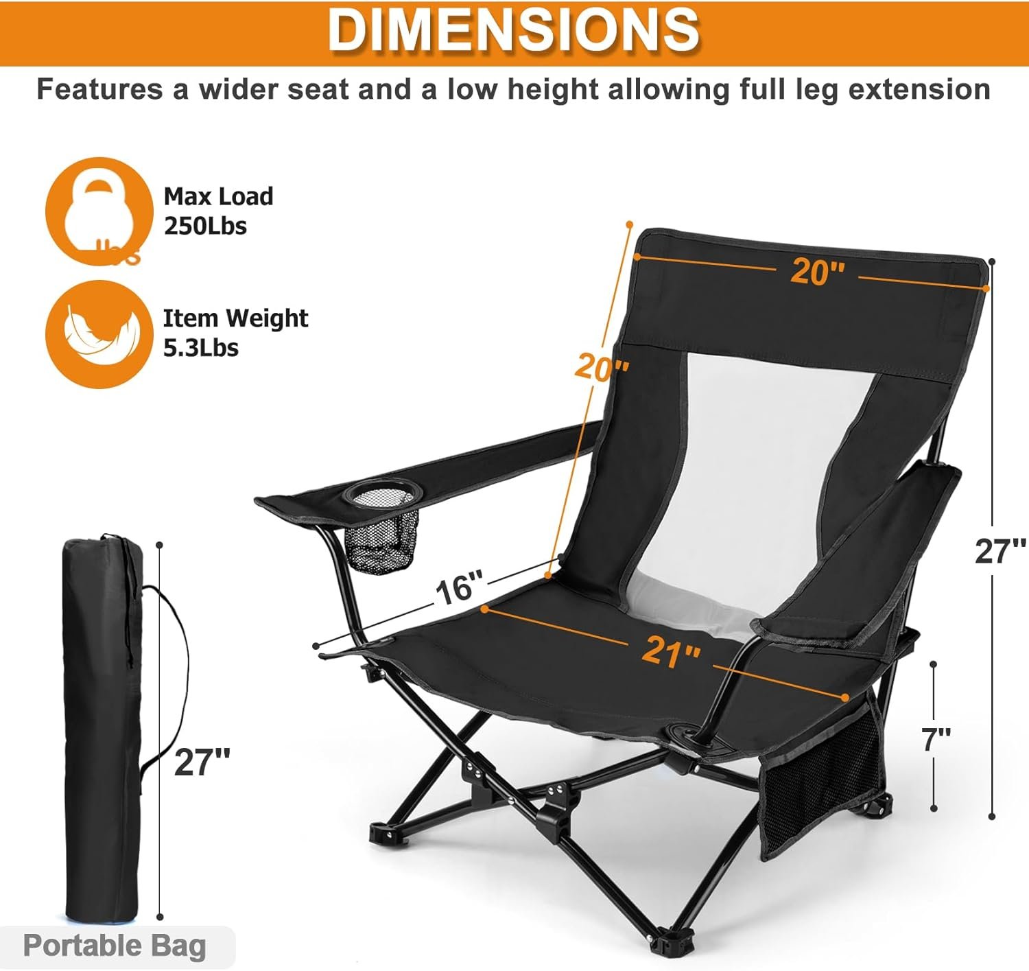 Joyfair Silla de camping de playa (paquete de 2), silla pleg - Imagen 2