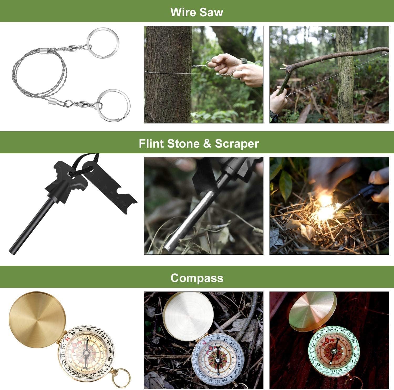 Kits de supervivencia 17 en 1, equipo y equipo de superviven - Imagen 3