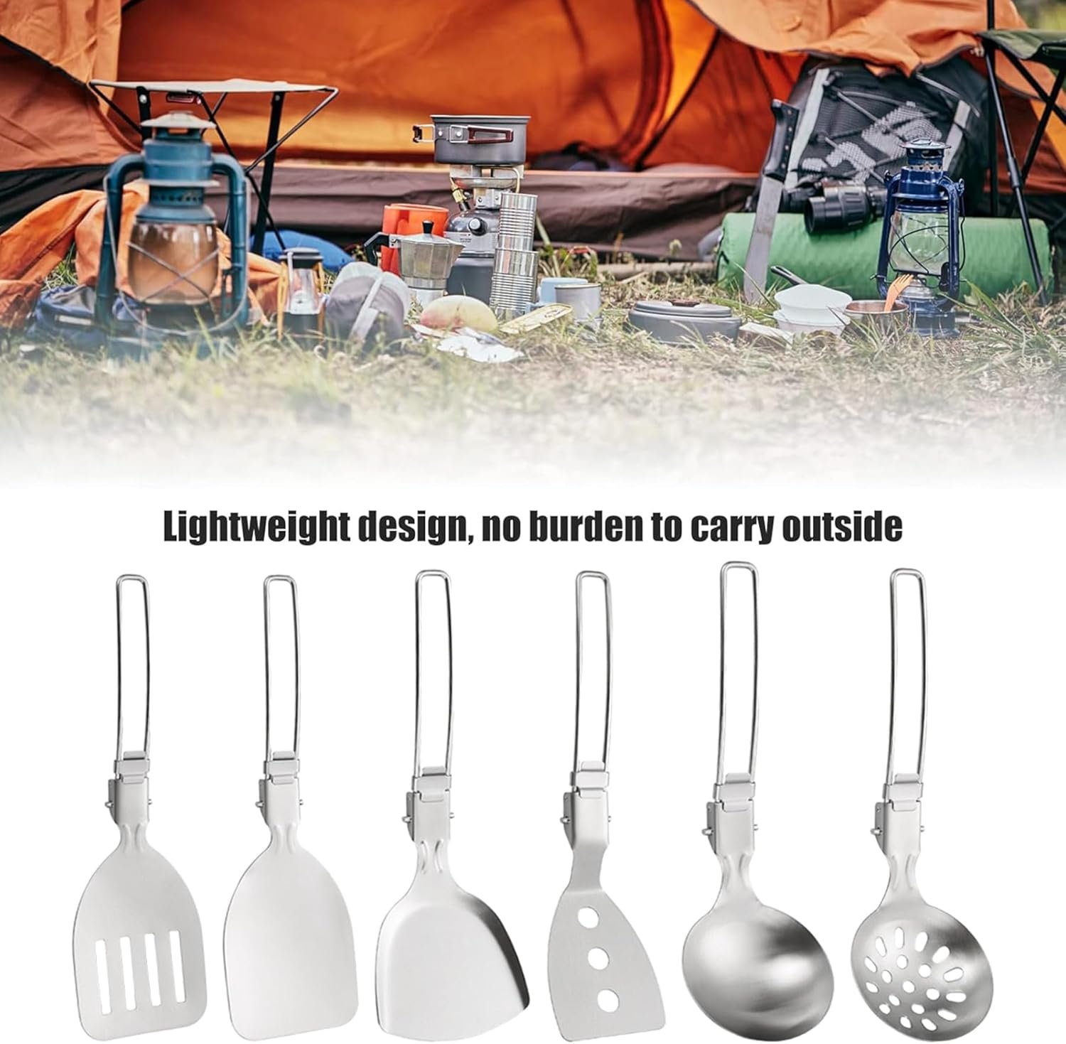 Camping Cooking Utensil Set Foldable 304 Stainless Steel Spa - Imagen 3