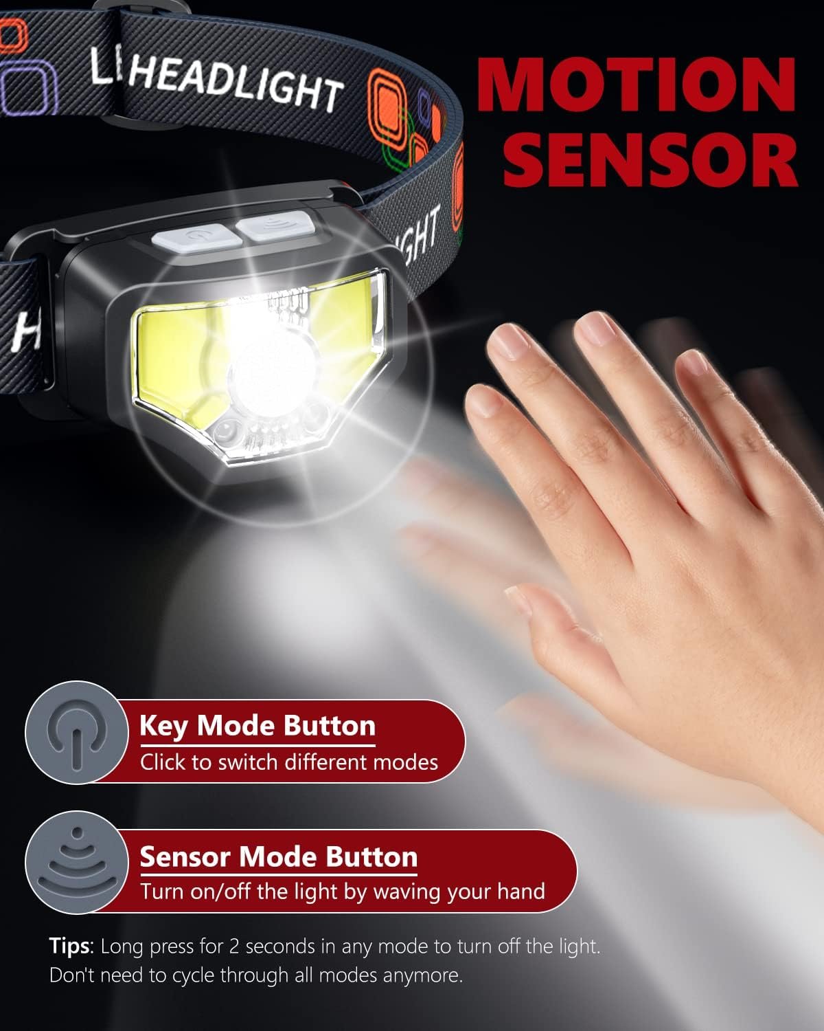 Linterna frontal recargable, 2 unidades, 1200 lúmenes, linte - Imagen 3