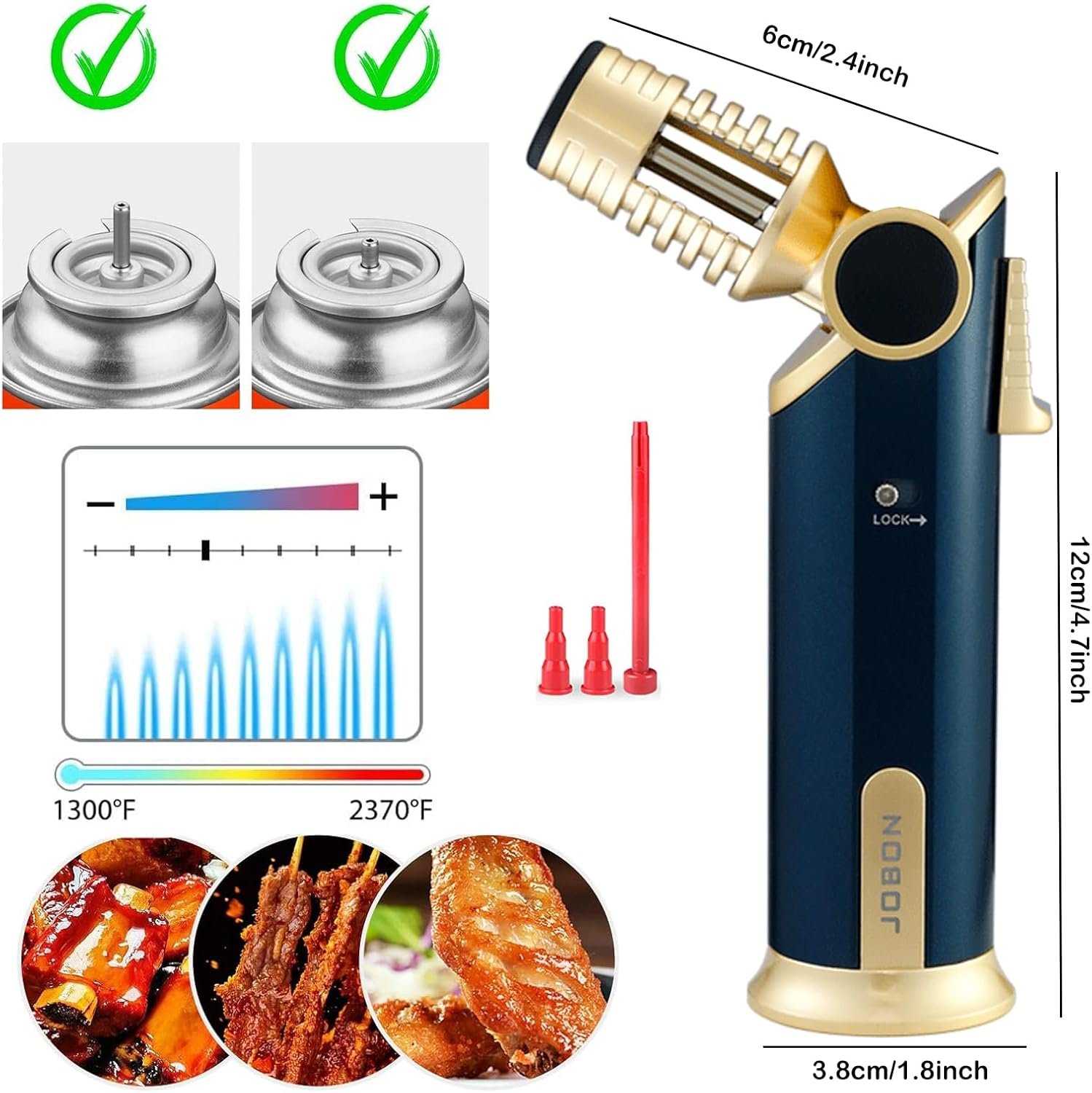 DOUBFIVSY Encendedor de butano, soplete de cocina recargable - Imagen 6