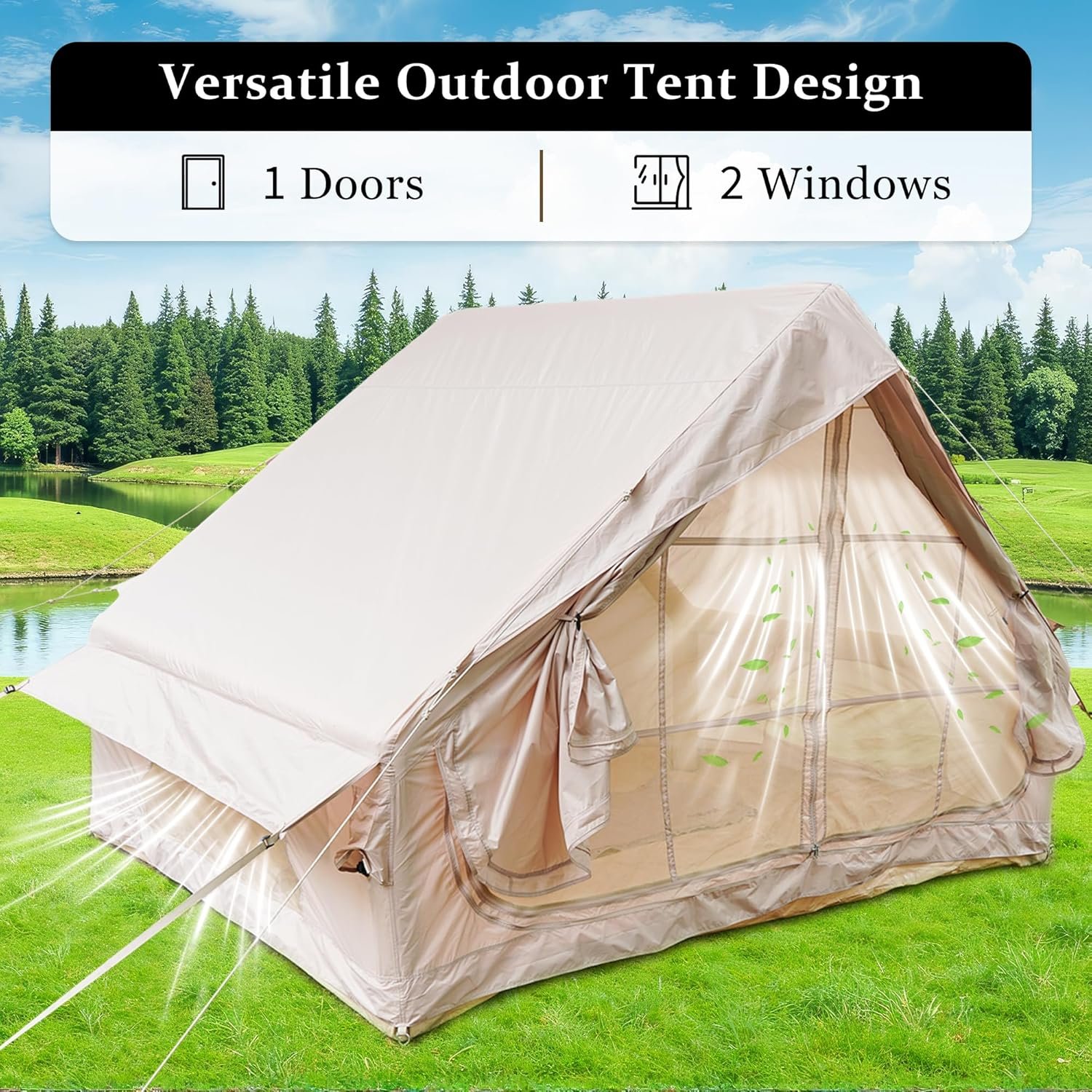 Tienda de campaña inflable glamping con bomba manual, refugi - Imagen 2